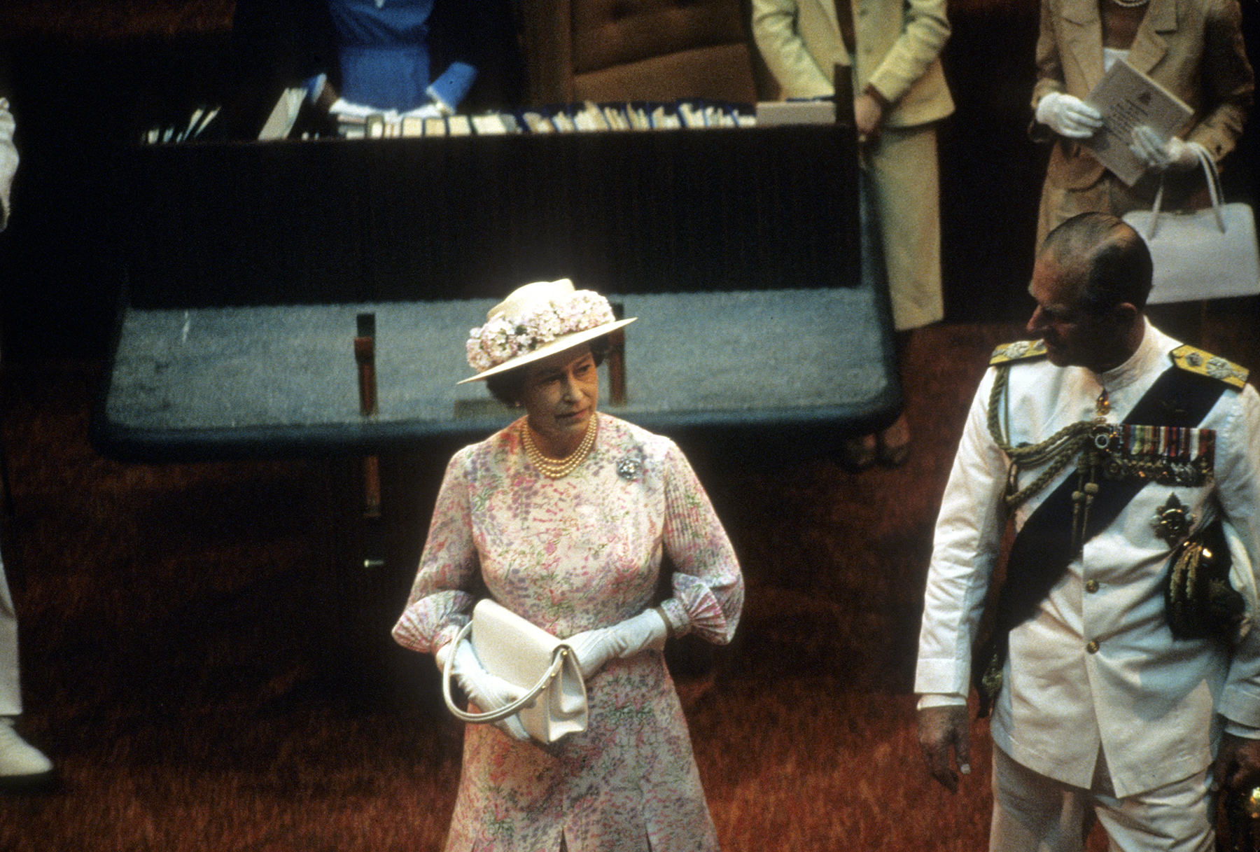 The Queen and the Duke of Edinburgh during their visit to the Cayman Islands.